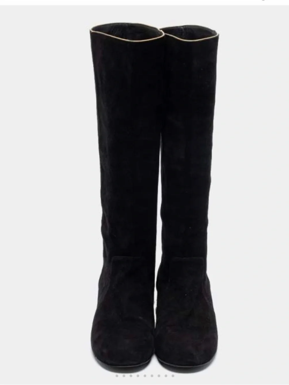 Chanel Black Suede Zip Midcalf Boots
